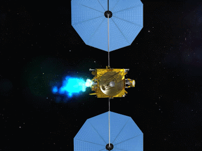 天問(wèn)二號(hào)探測(cè)器示意動(dòng)畫。（中國(guó)航天科技集團(tuán)五院供圖）