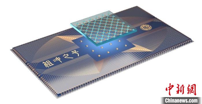 量子計算芯片示意圖。